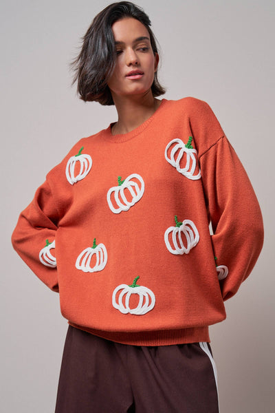Urban Daizy - Pumpkin Patch Balloon Sleeve Sweater