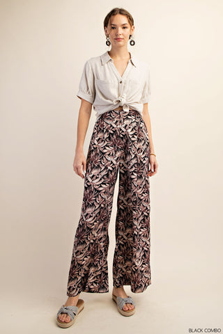 Floral Print Drapey Satin Palazzo Pants