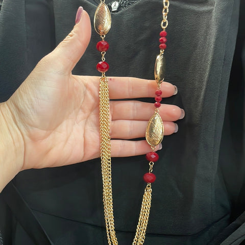 Red Necklace & Earrings Set