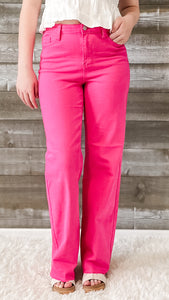 Judy Blue Hot Pink High Waist 90s Straight Leg Jeans