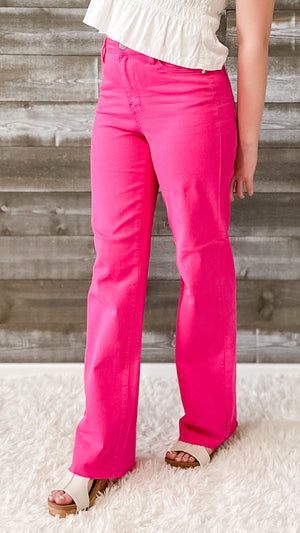 Judy Blue Hot Pink High Waist 90s Straight Leg Jeans