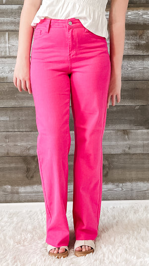 Judy Blue Hot Pink High Waist 90s Straight Leg Jeans