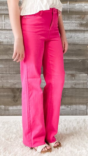 Judy Blue Hot Pink High Waist 90s Straight Leg Jeans