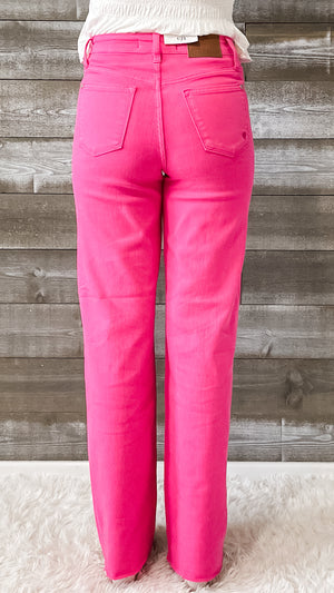 Judy Blue Hot Pink High Waist 90s Straight Leg Jeans