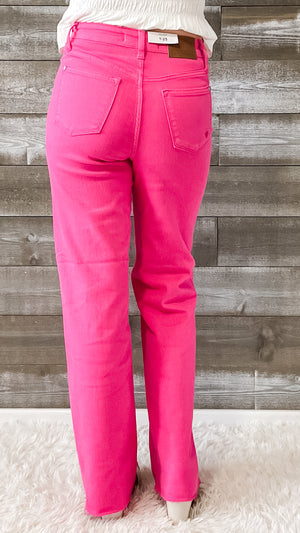 Judy Blue Hot Pink High Waist 90s Straight Leg Jeans