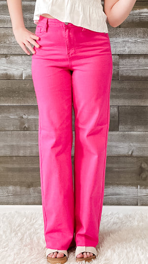 Judy Blue Hot Pink High Waist 90s Straight Leg Jeans