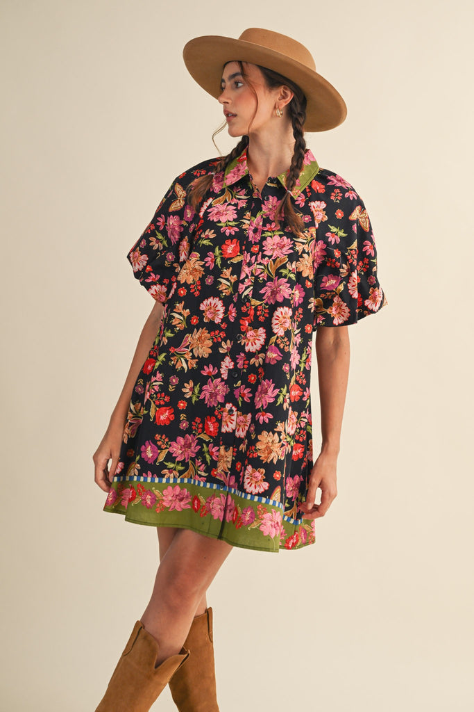 Midnight Wildflower Mini Dress Small