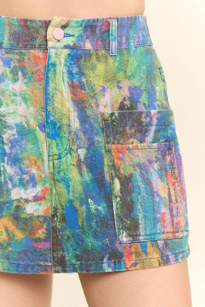 Colorful patterned skirt on a beige background