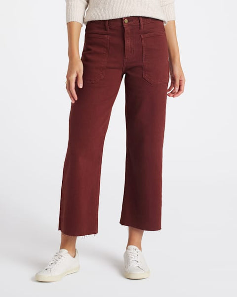 Just Black Dark Burgundy Patch Pocket Wide Leg Denim