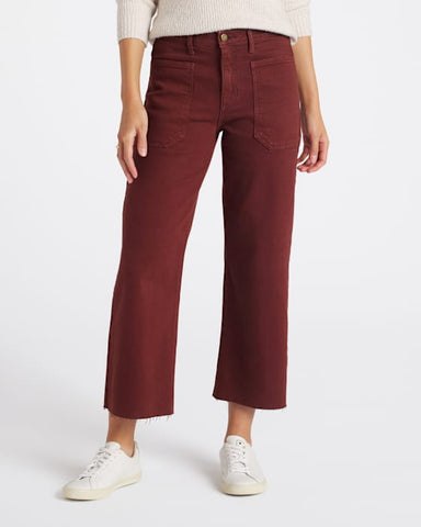 Just Black Dark Burgundy Patch Pocket Wide Leg Denim