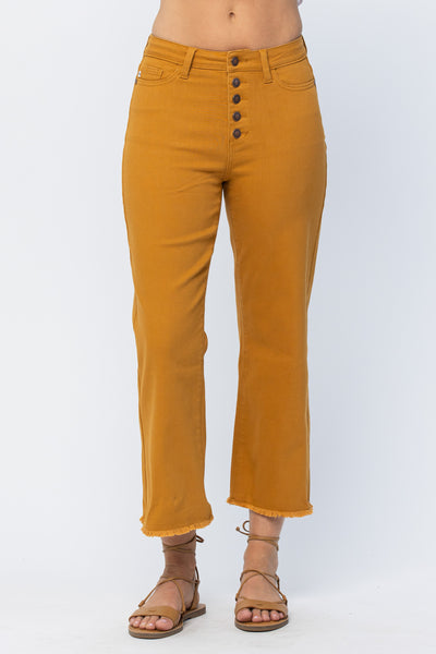 Judy Blue Colored High Rise Button Fly Wide Leg Denim Pants
