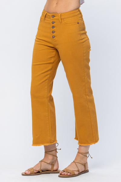 Judy Blue Colored High Rise Button Fly Wide Leg Denim Pants
