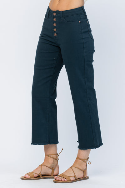 Judy Blue Colored High Rise Button Fly Wide Leg Denim Pants