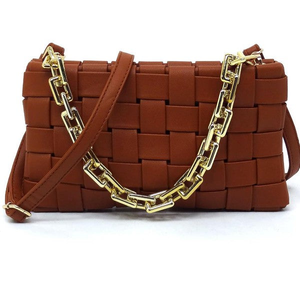Woven Crossbody Purse with Chain