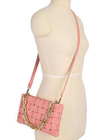 Woven Crossbody Purse with Chain
