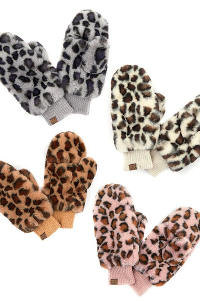 CC Faux Fur Convertible Mittens with Fuzzy Lining