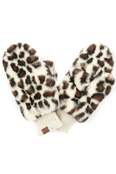 CC Faux Fur Convertible Mittens with Fuzzy Lining