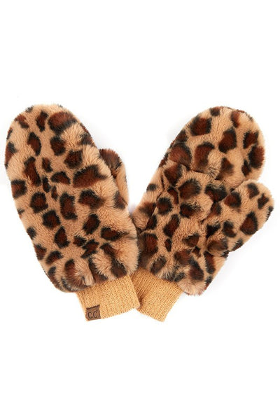 CC Faux Fur Convertible Mittens with Fuzzy Lining