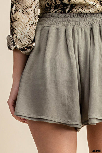 Olive Smocked Shorts