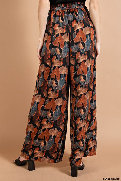Autumn Vibes Satin Printed Palazzo Pants
