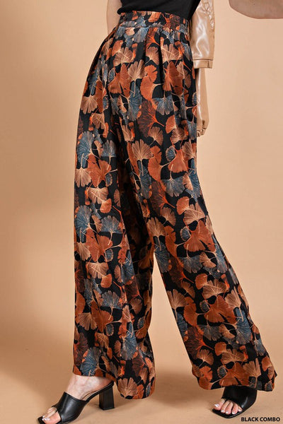 Autumn Vibes Satin Printed Palazzo Pants