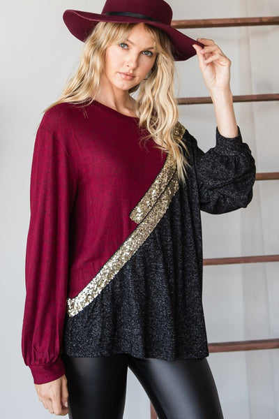 Sequin Stripe Top
