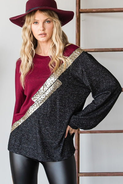 Sequin Stripe Top