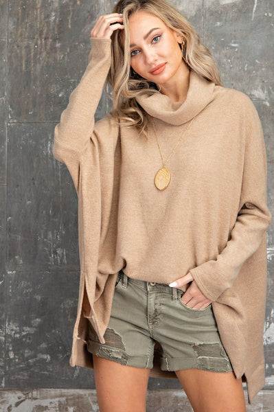 Super Soft Cowl Neck Poncho Top