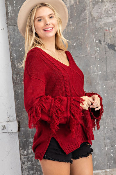 Fun in Fringe Red Sweater