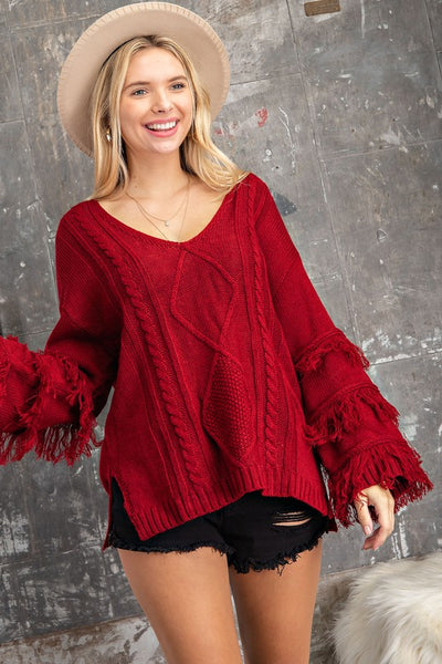 Fun in Fringe Red Sweater