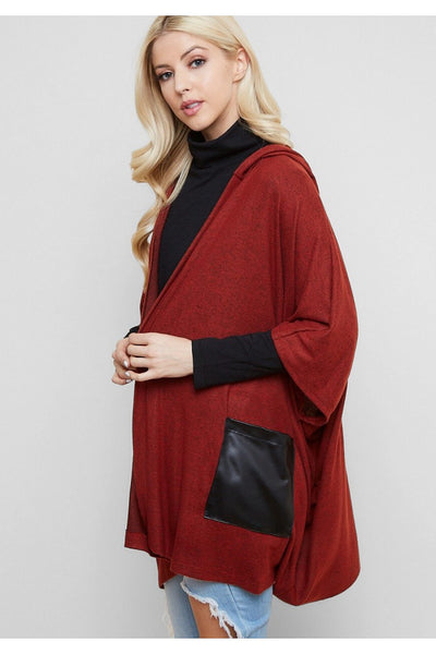 Hooded Half Sleeve Poncho Cardigan