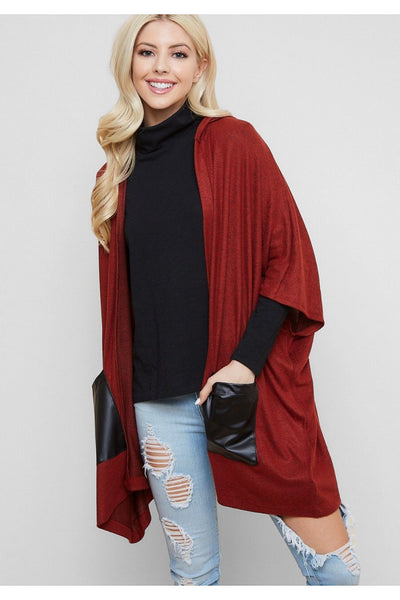 Hooded Half Sleeve Poncho Cardigan