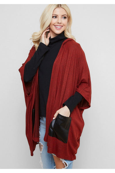 Hooded Half Sleeve Poncho Cardigan