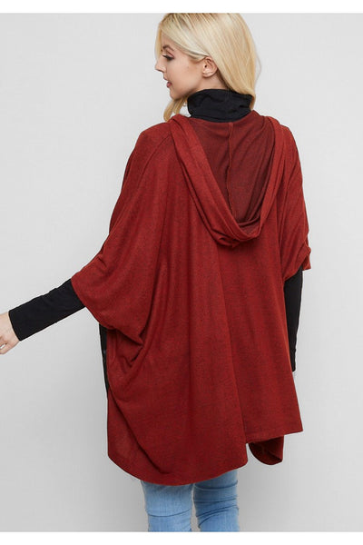 Hooded Half Sleeve Poncho Cardigan