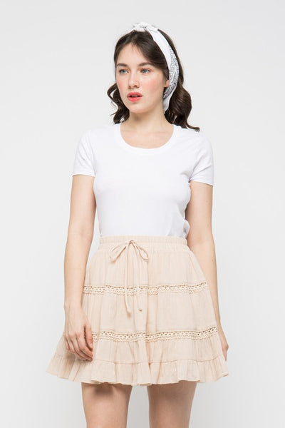 Flirty Beige Cotton Skirt