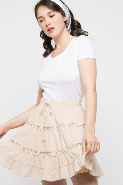 Flirty Beige Cotton Skirt