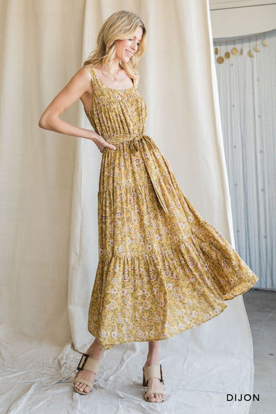 Dijon Floral Dress with Buttons