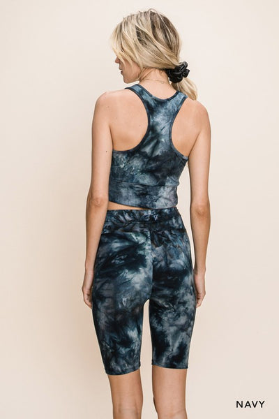 Tie Dye Biker Short & Sports Bra Set