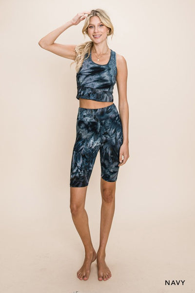 Tie Dye Biker Short & Sports Bra Set