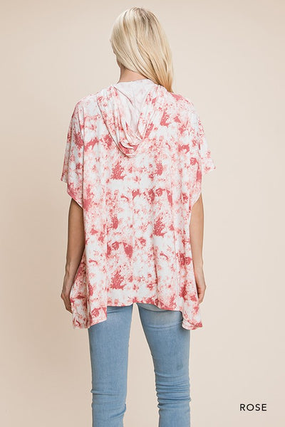 Tie Dye Rib Hooded Oversized Poncho