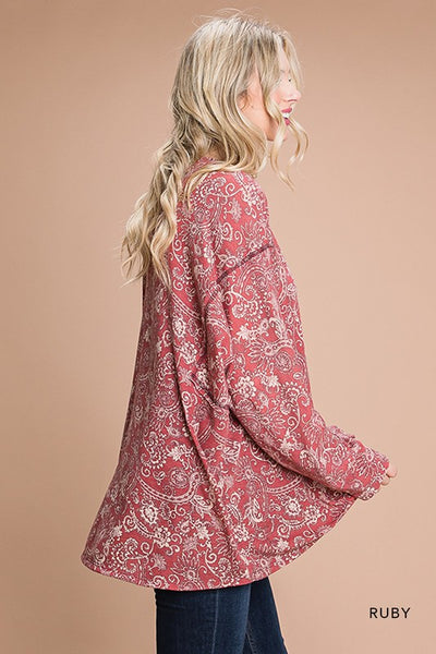 Print Long Sleeve Round Neck Knit Top