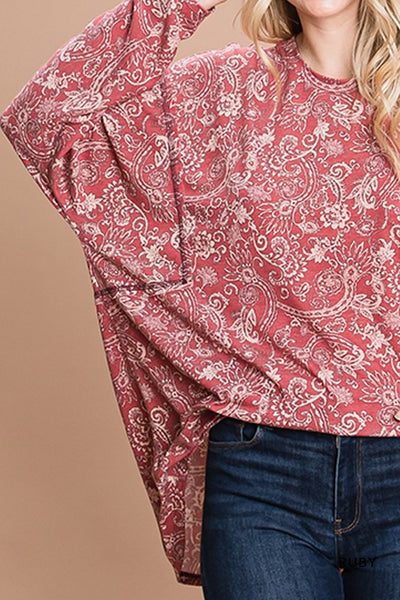 Print Long Sleeve Round Neck Knit Top