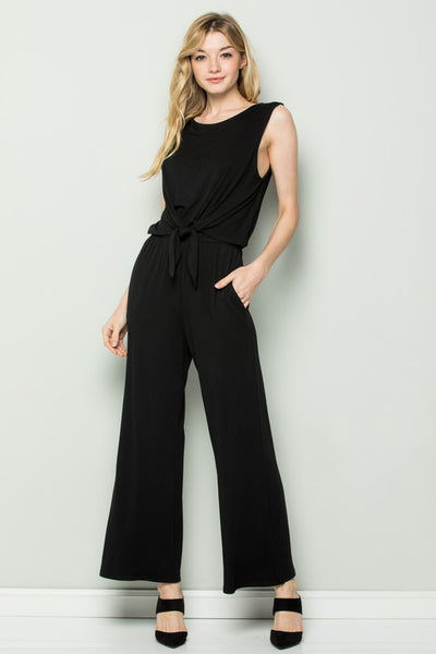 Comfy Front Tie Black Jumpsuit