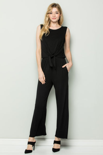 Comfy Front Tie Black Jumpsuit