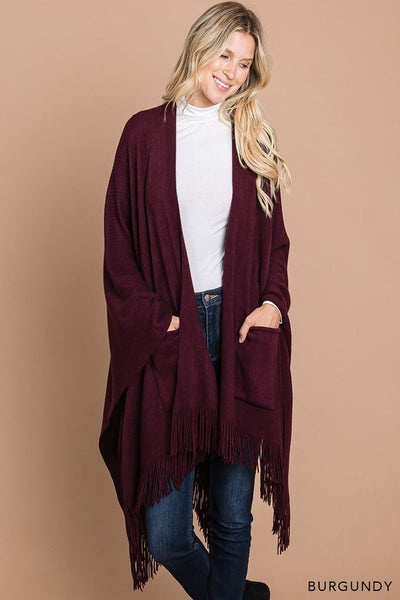 Fringe Open Duster Shawl