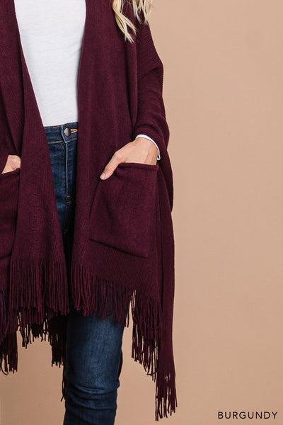 Fringe Open Duster Shawl