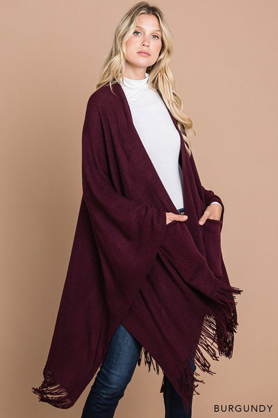 Fringe Open Duster Shawl