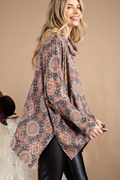 Cute in Cowl Neck Printed Top