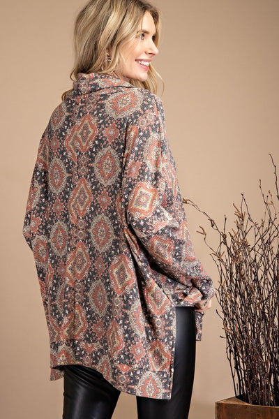 Cute in Cowl Neck Printed Top