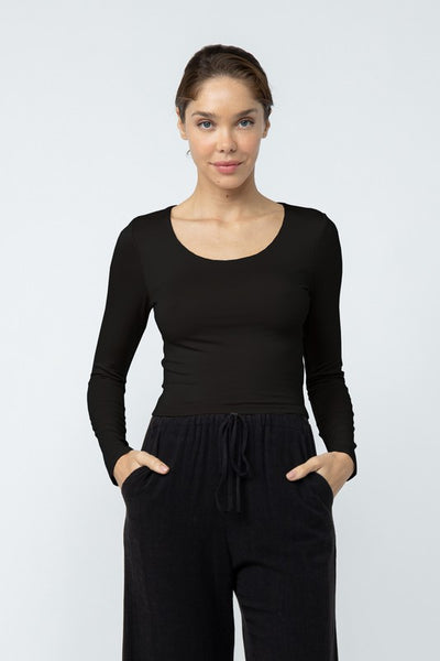 Double Layered Scoop Neck Crop Top